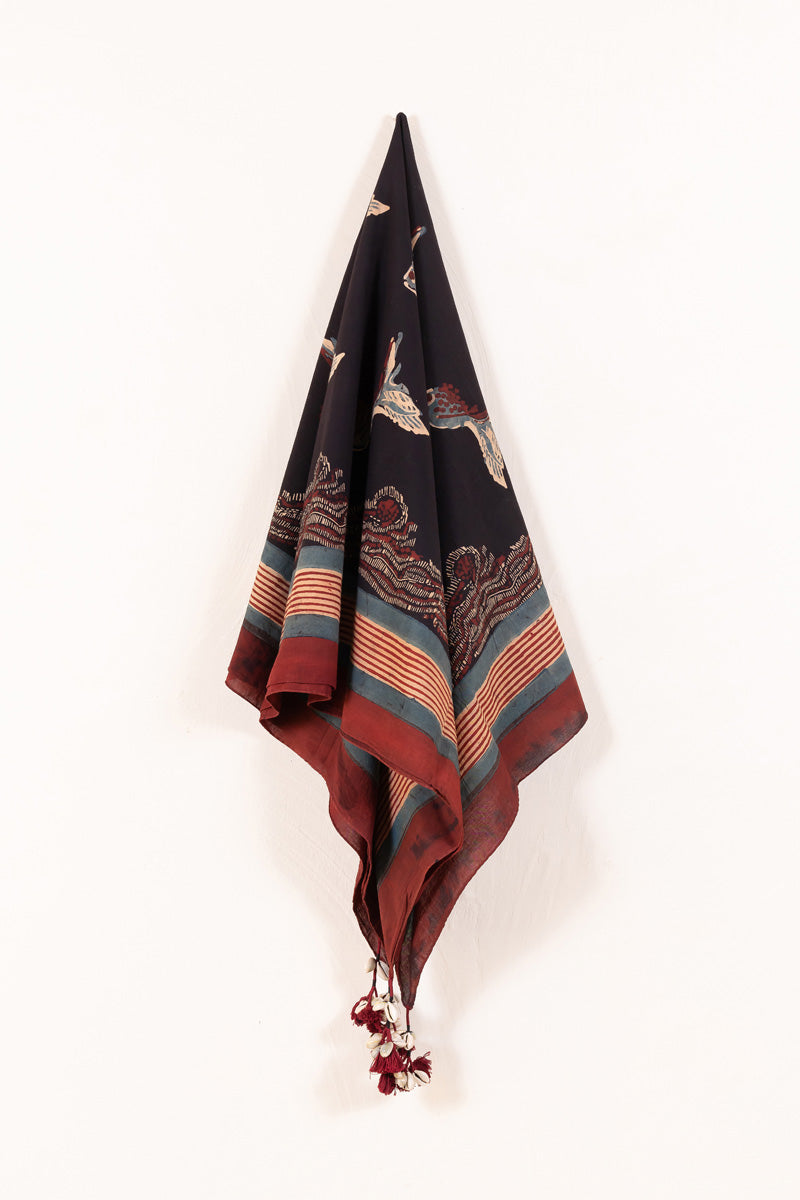 Cotton Scarf - Black Jhasha