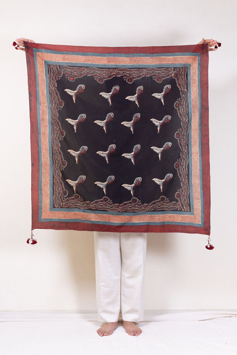 Cotton Scarf - Black Jhasha