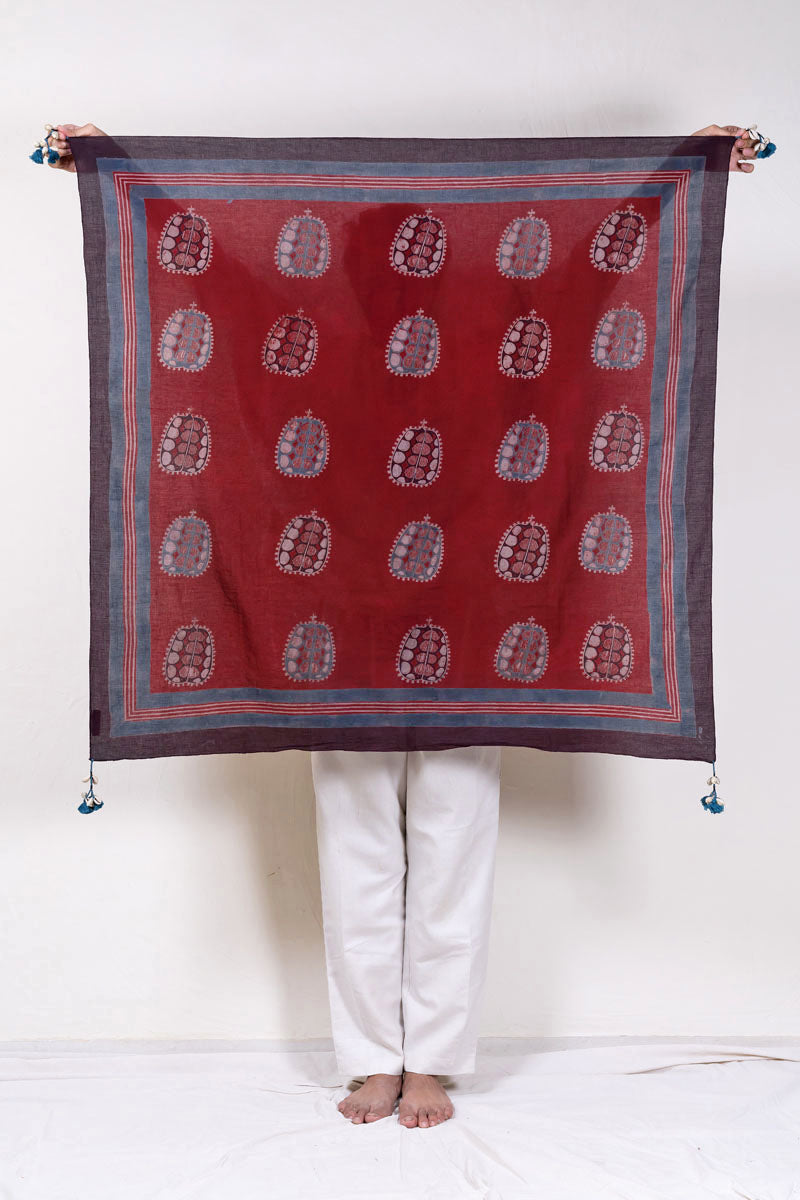 Cotton Scarf - Burgundy Makarand