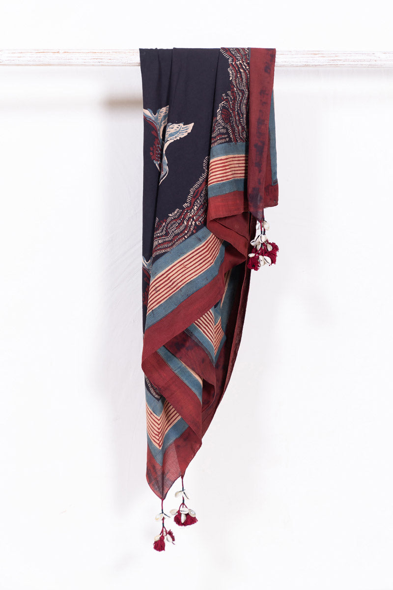 Cotton Scarf - Black Jhasha