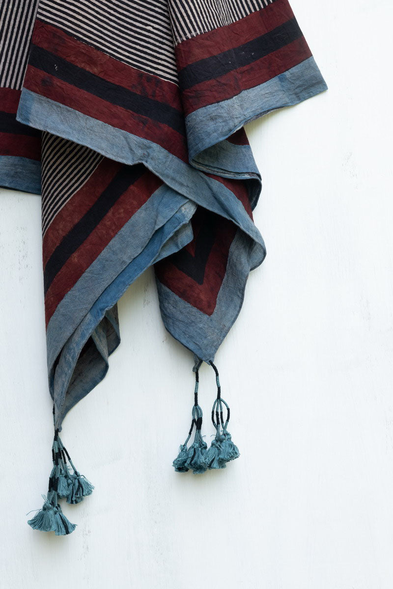 Cotton Scarf - Black Pin Stripes