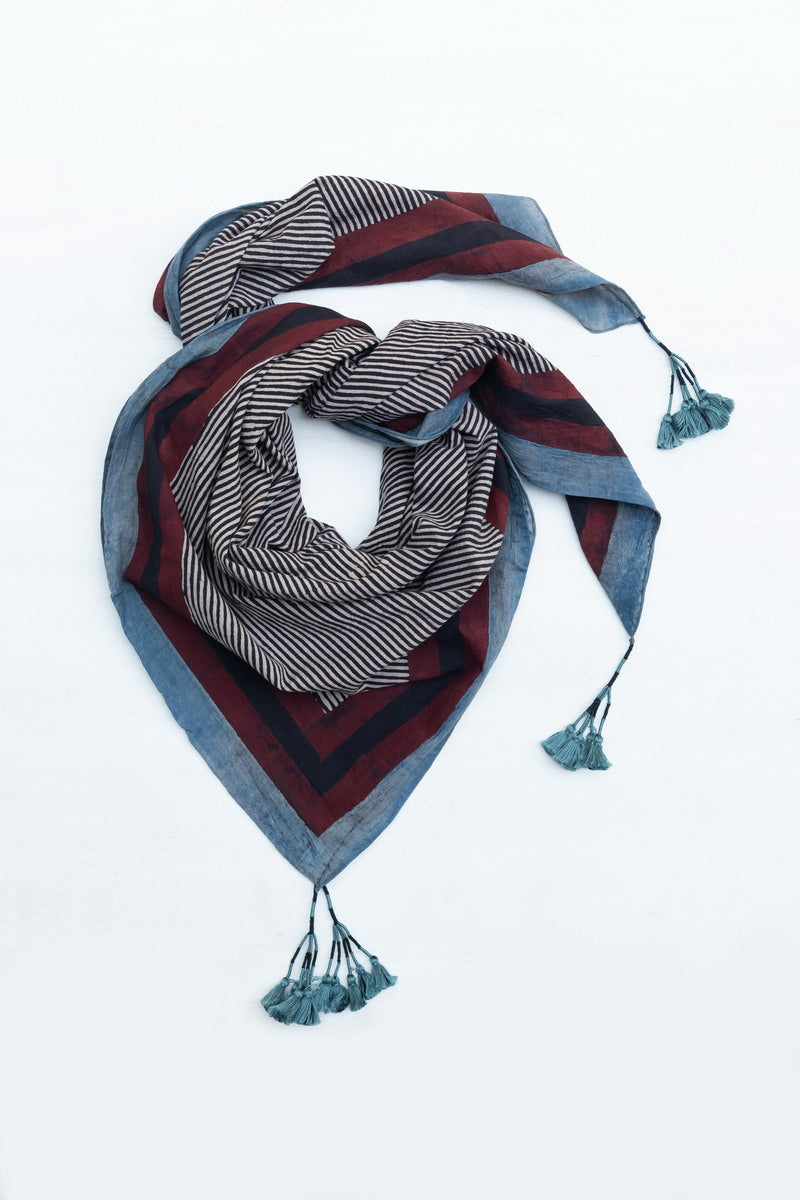 Cotton Scarf - Black Pin Stripes