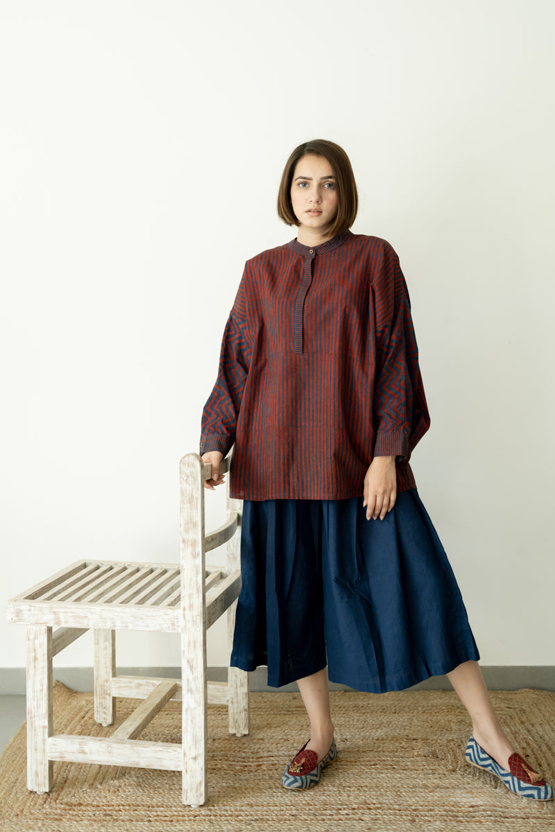Freesize Antifit Top - Indigo & Burgundy