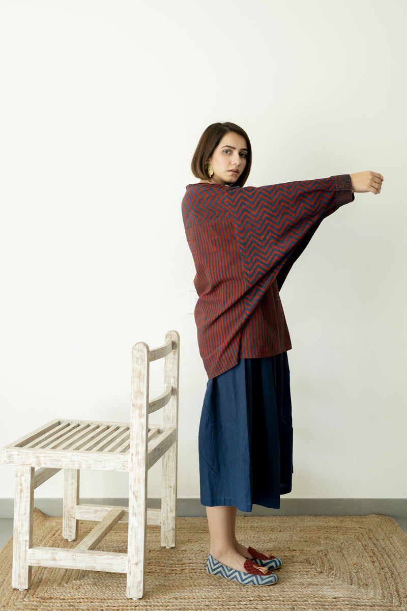 Freesize Antifit Top - Indigo & Burgundy