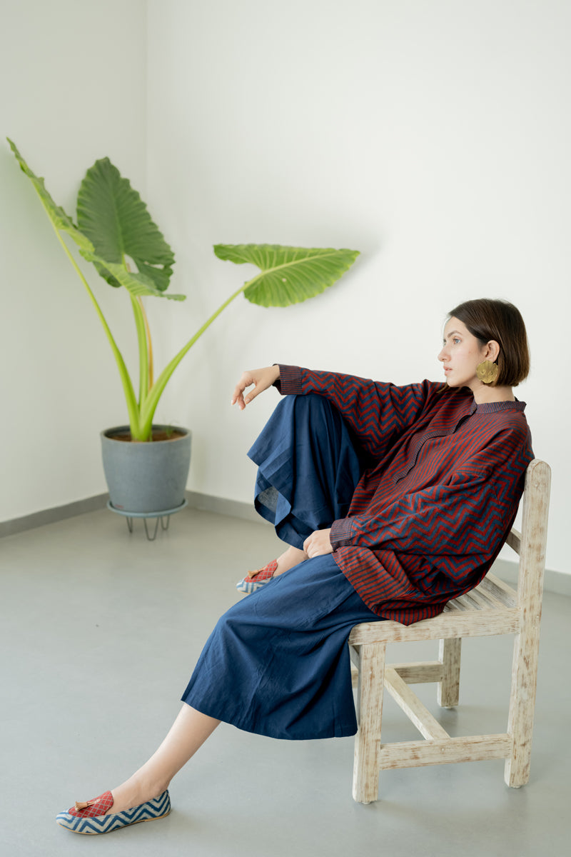 Freesize Antifit Top - Indigo & Burgundy