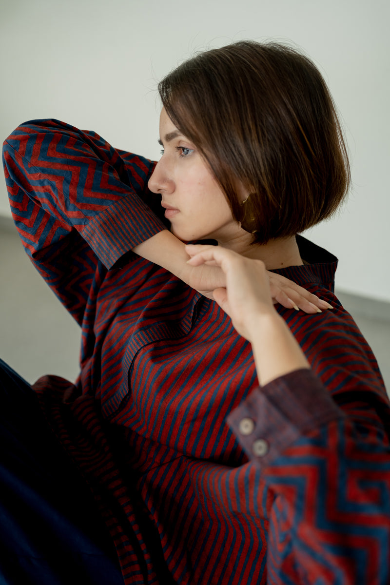 Freesize Antifit Top - Indigo & Burgundy