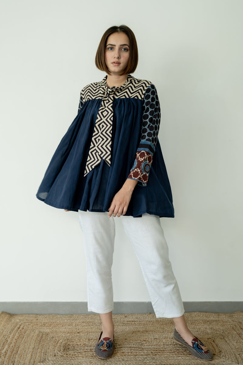 Swirl Around Top - Indigo