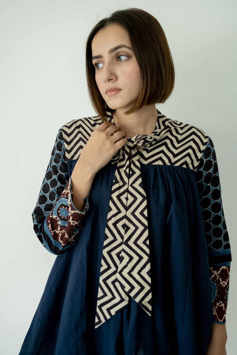 Swirl Around Top - Indigo