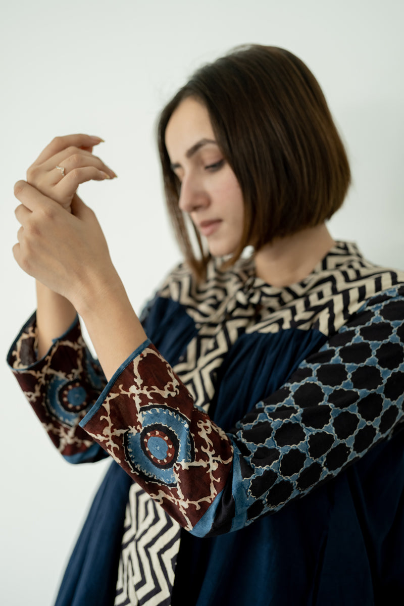 Swirl Around Top - Indigo