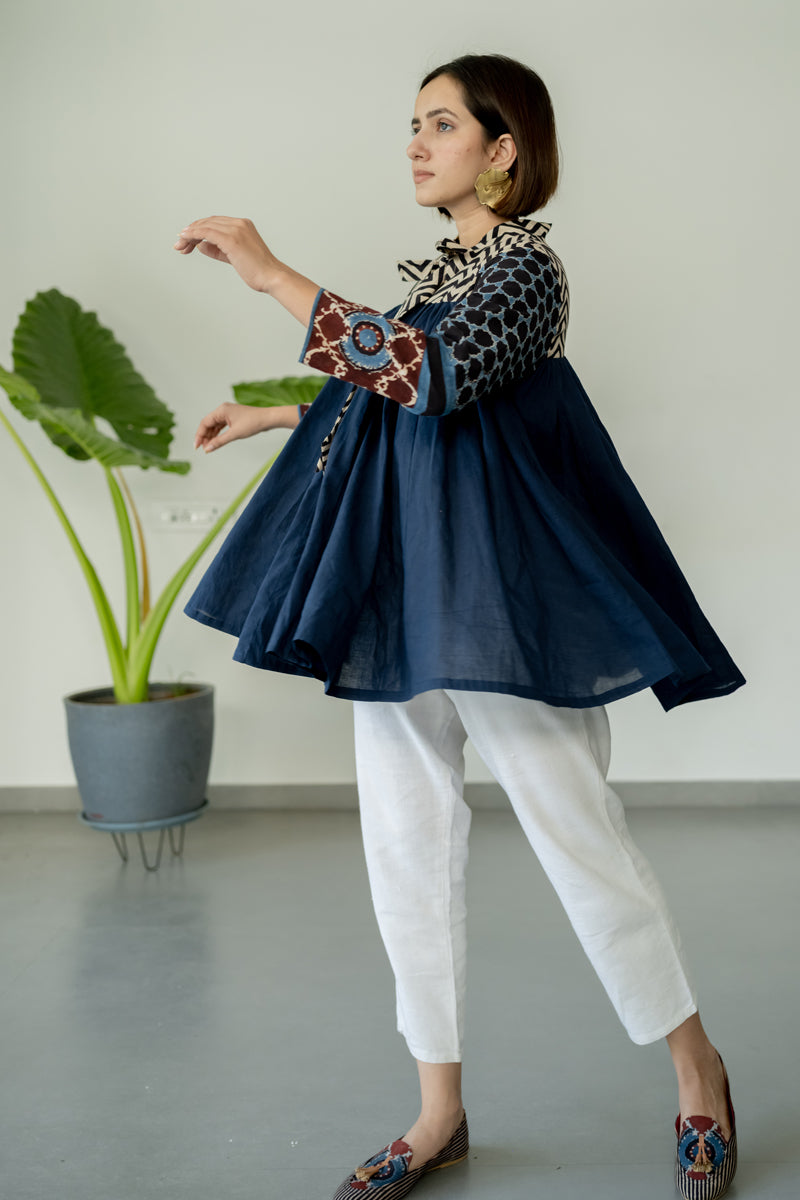 Swirl Around Top - Indigo