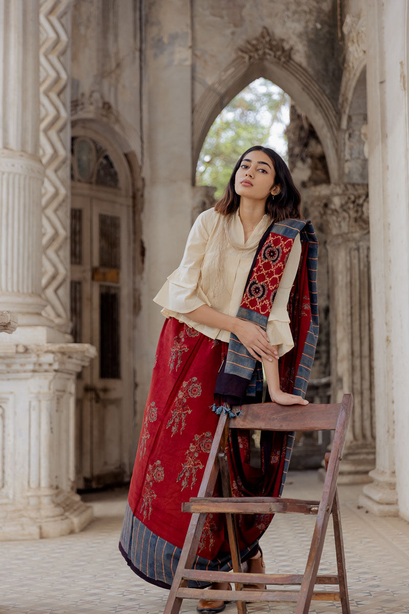 Cotton Saree - Red lyan