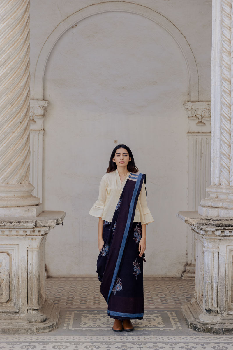 Cotton Saree - Black Zahra