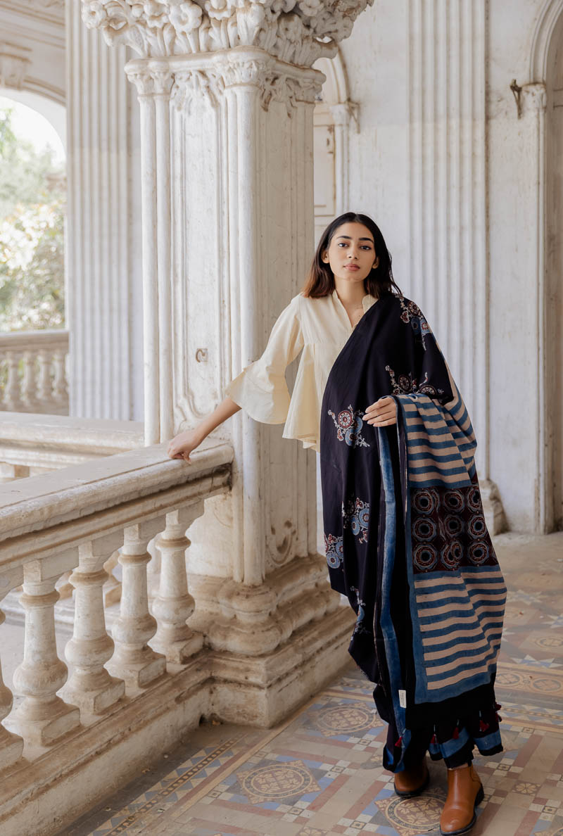 Cotton Saree - Black Zahra