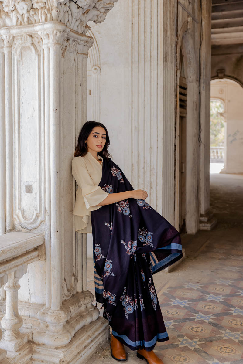 Cotton Saree - Black Zahra