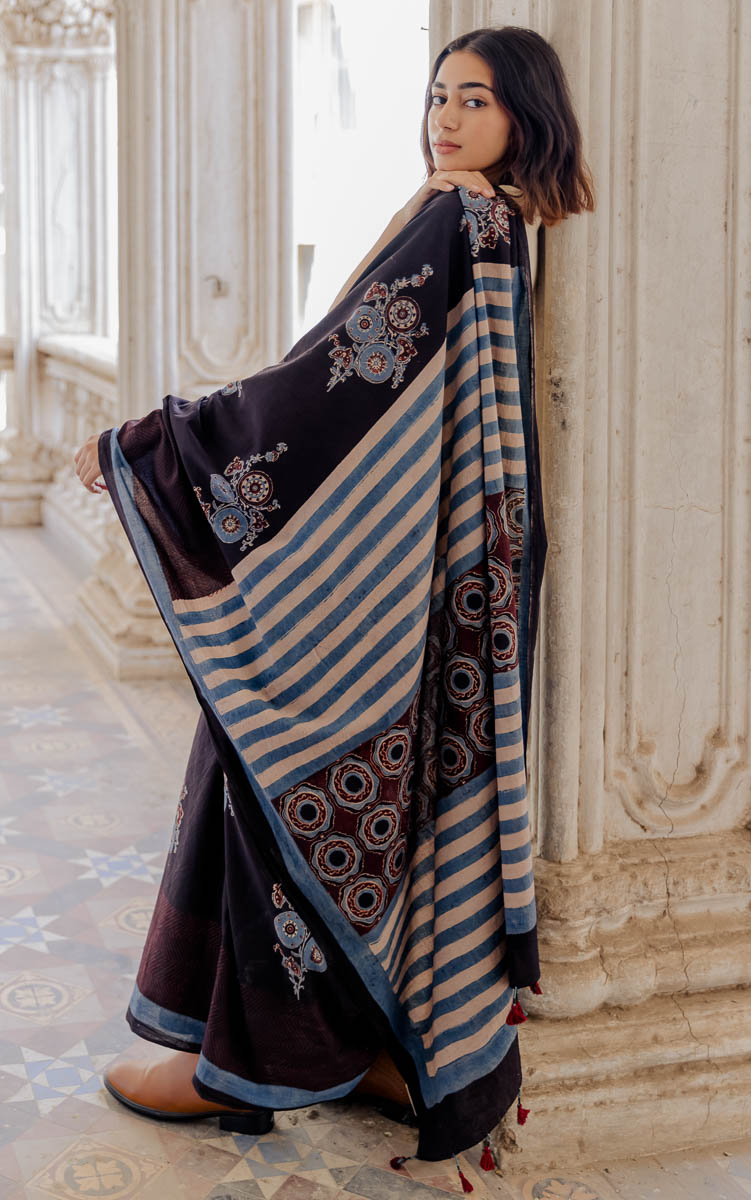 Cotton Saree - Black Zahra