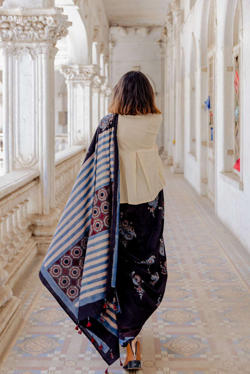 Cotton Saree - Black Zahra