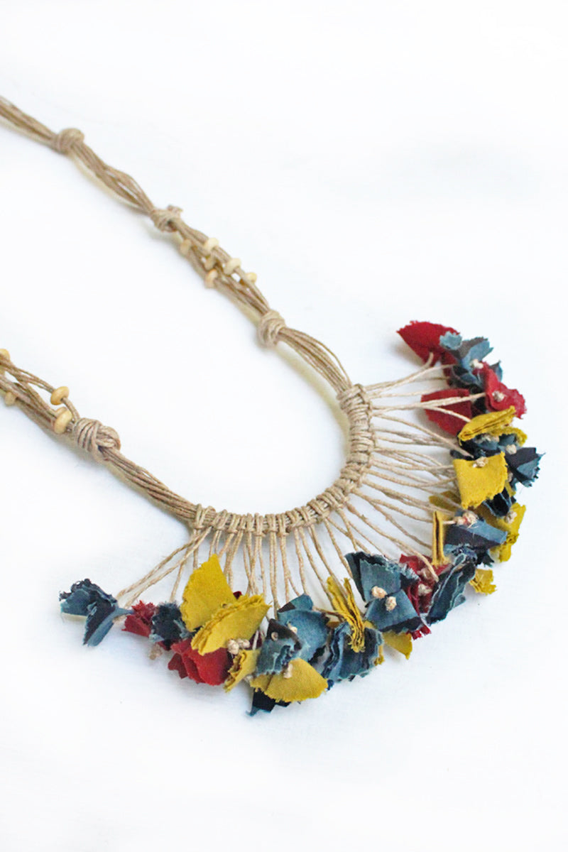 Handmade Textile Tassel Necklace -10