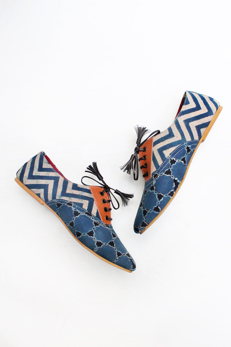 Brogues - Indigo Chevrons