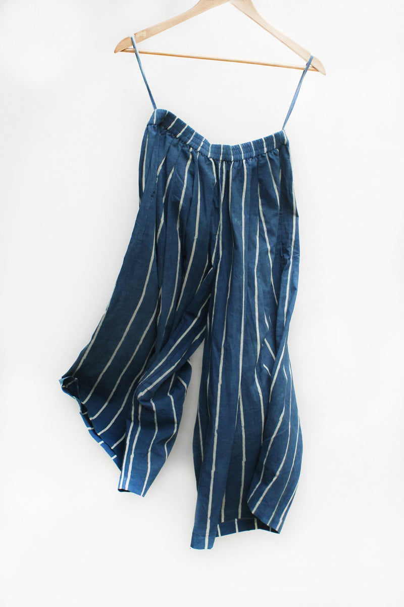 Freesize Culottes-Indigo Broad Stripes