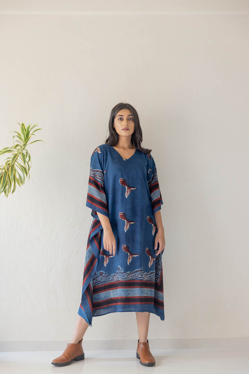 Freesize Kaftan Dress - Indigo Jhasha