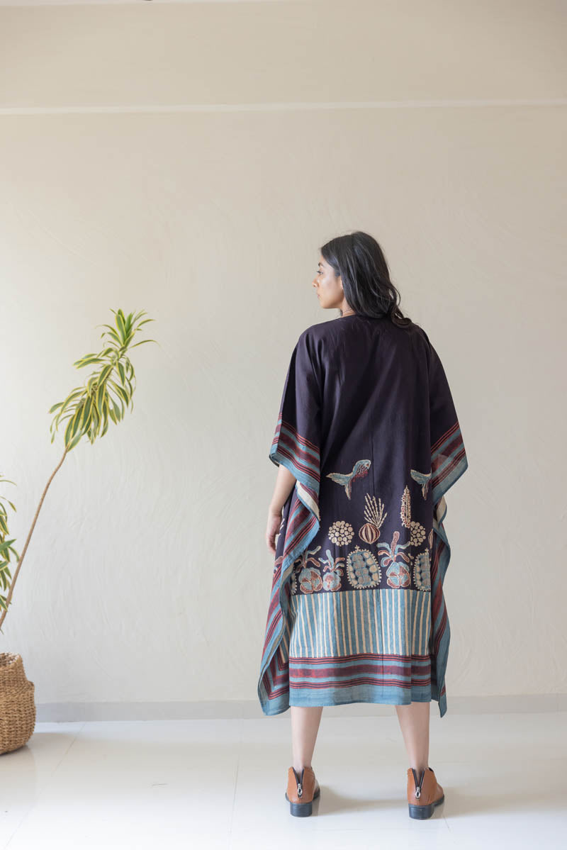Freeszie Kaftan Dress - Black Stripes