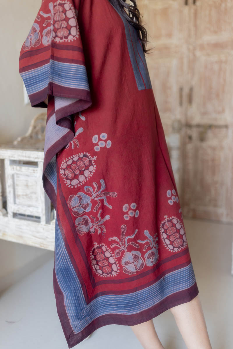 Freesize Kaftan Dress - Burgundy Yoke