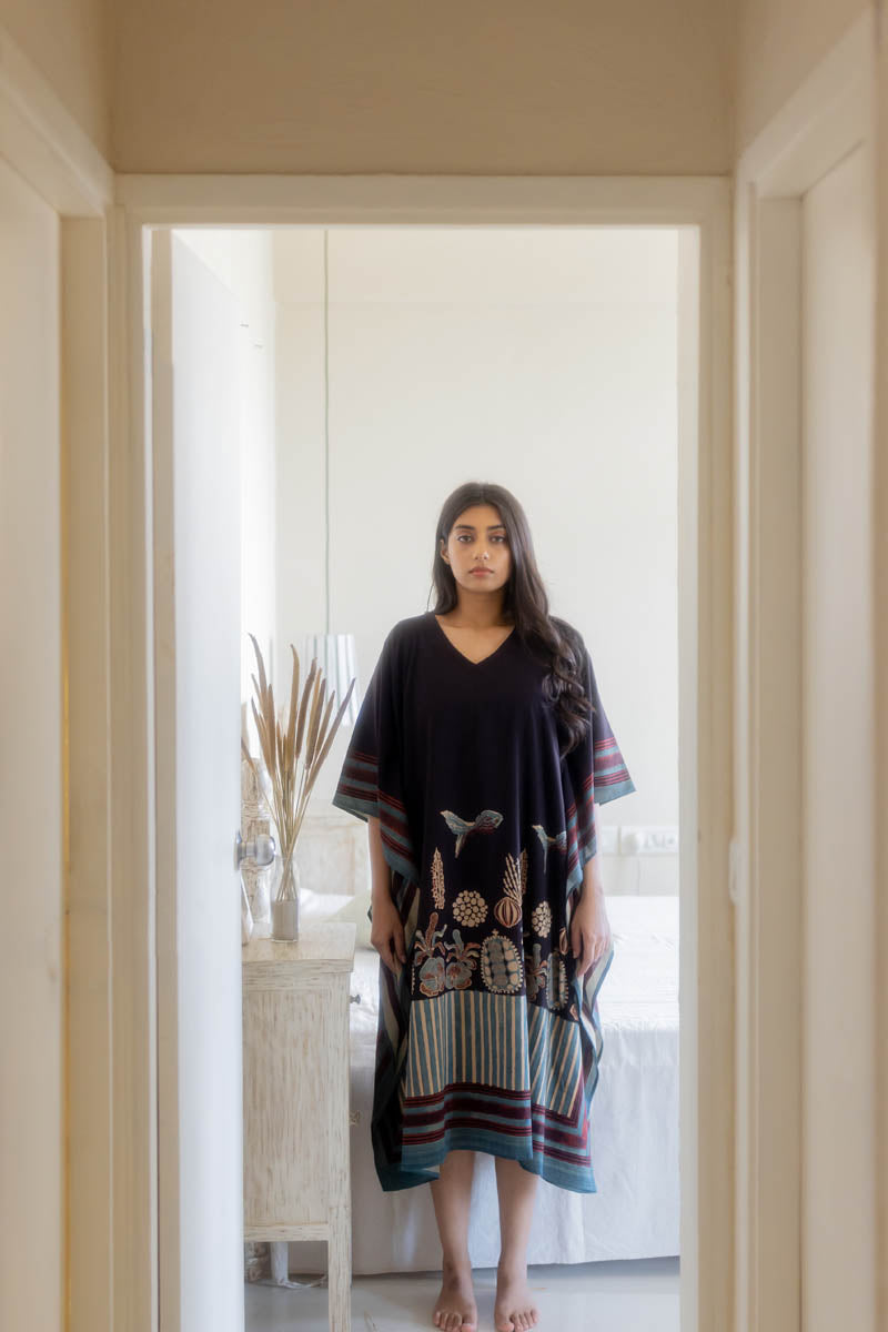 Freeszie Kaftan Dress - Black Stripes