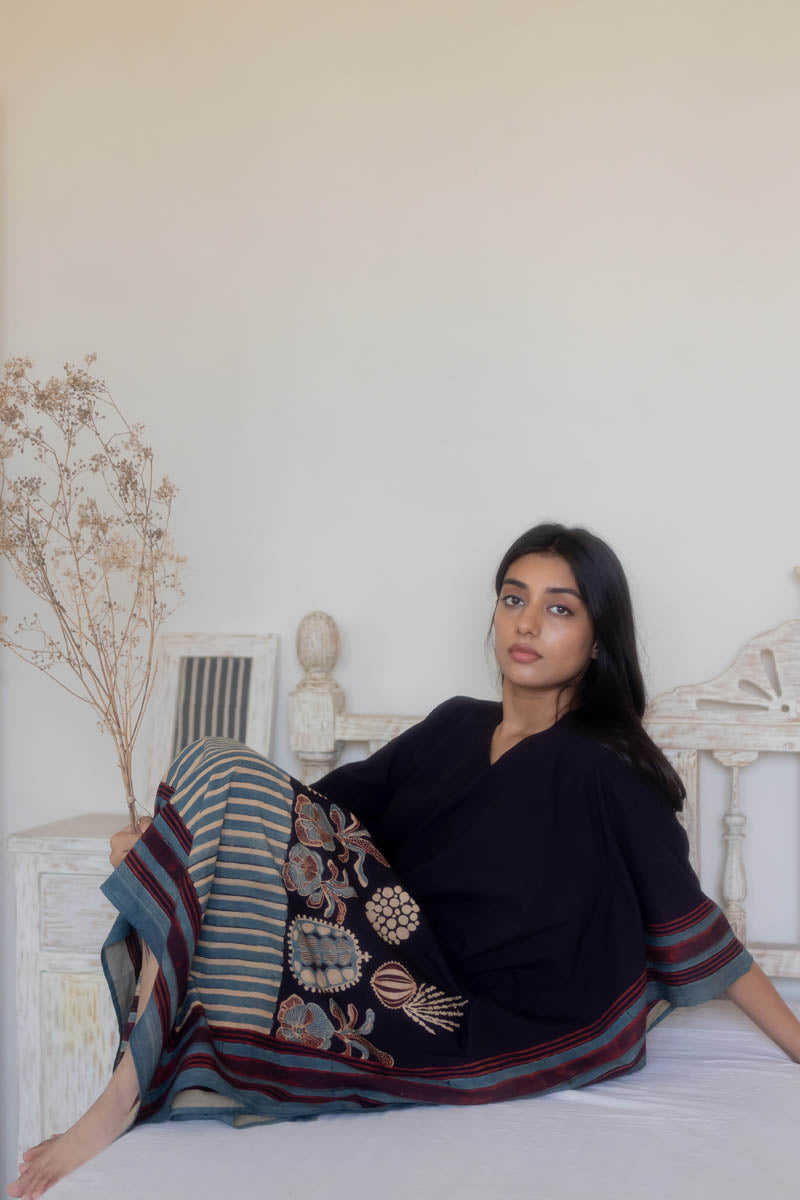 Freeszie Kaftan Dress - Black Stripes