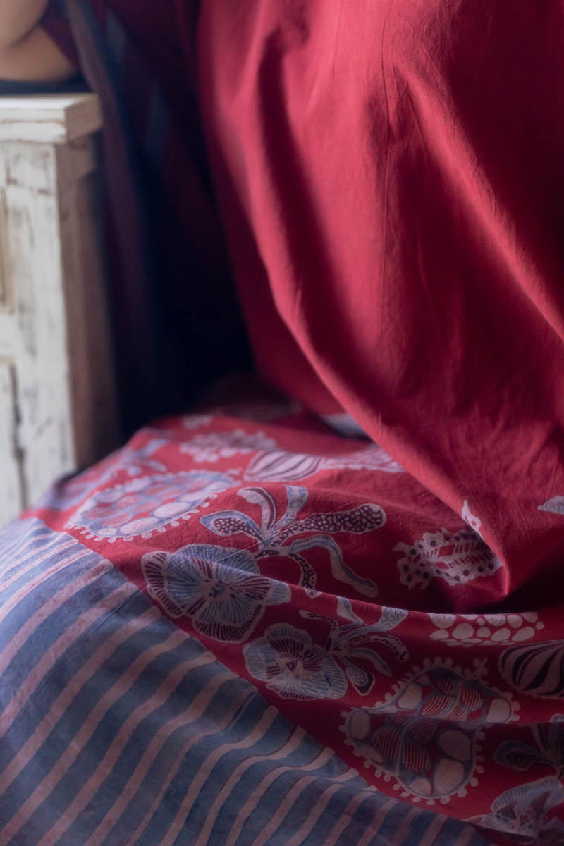 Freesize Kaftan Dress - Burgundy Stripes