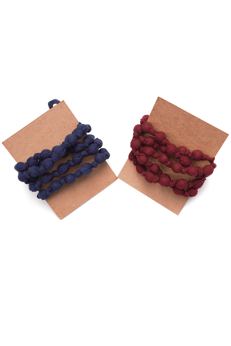 Textile & Bead Wrap Necklace - Indigo & Maroon