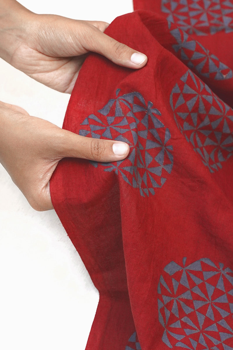 Cotton Fabric - Aida Red & Indigo