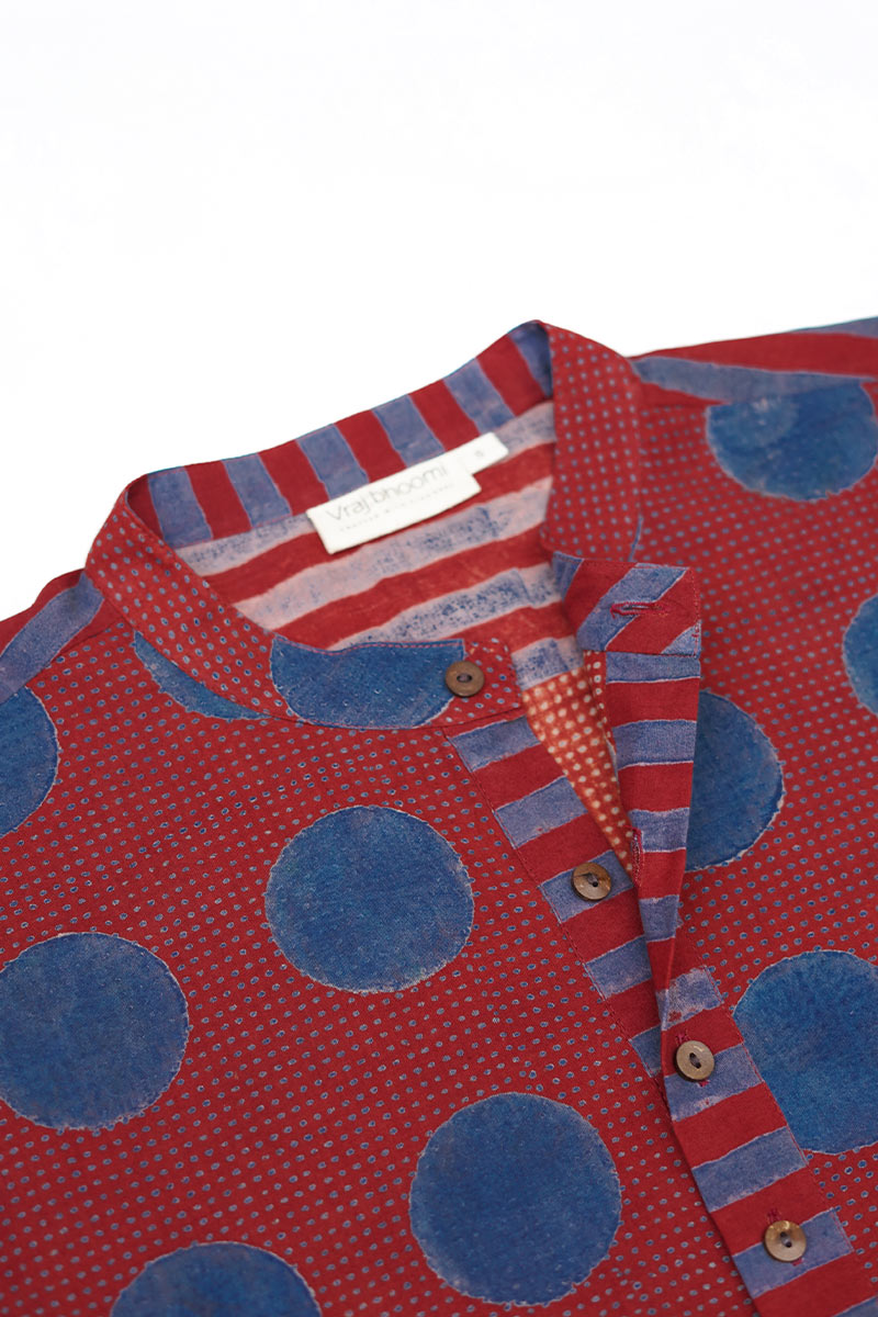 Unisex Cotton Shirt - Red Polka