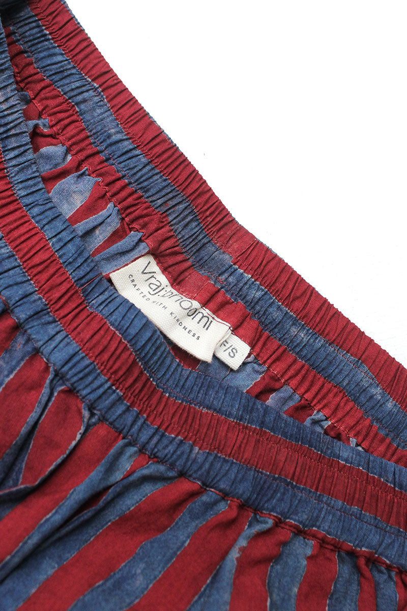Freesize Culottes - Red & Indigo Stripes