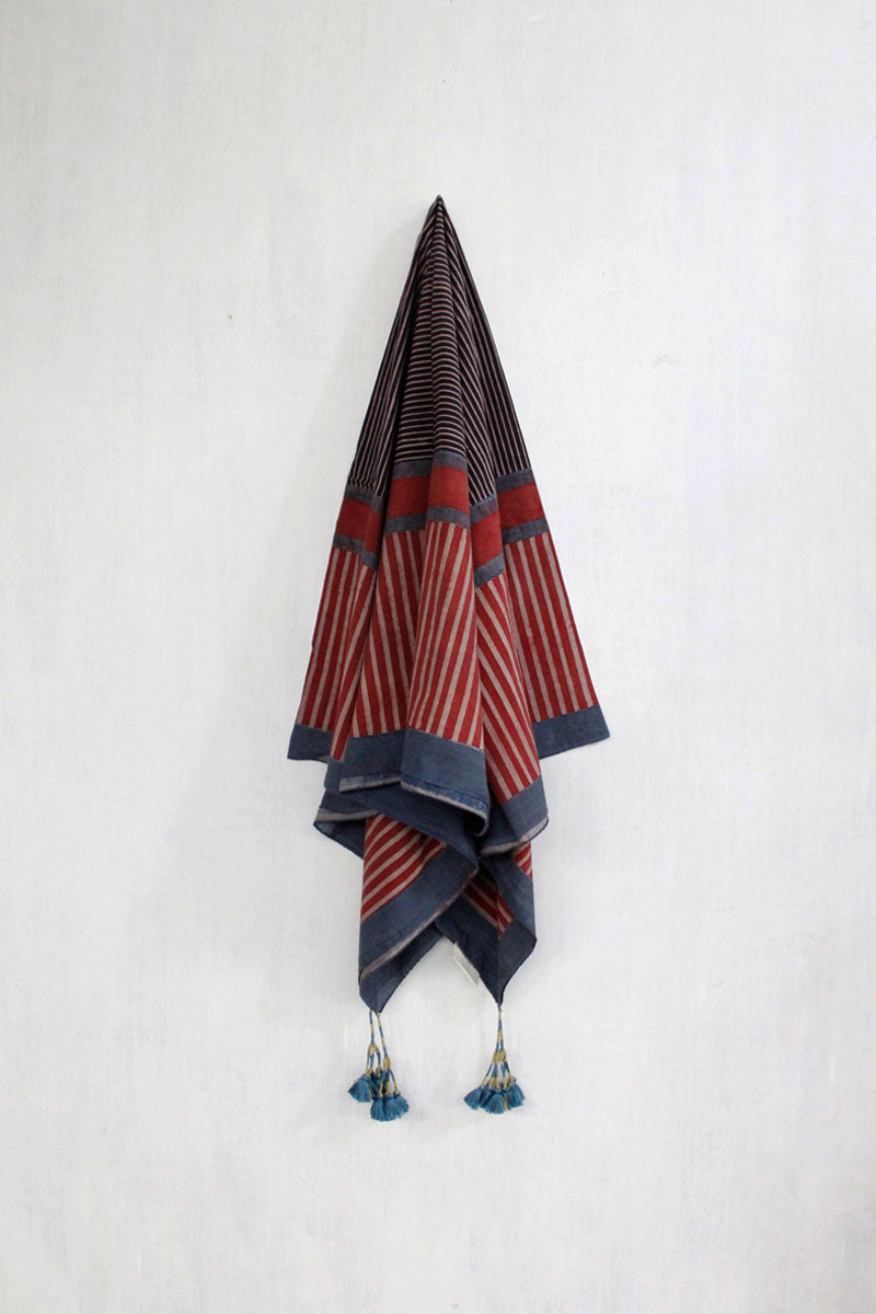Cotton Scarf - Red Stripes