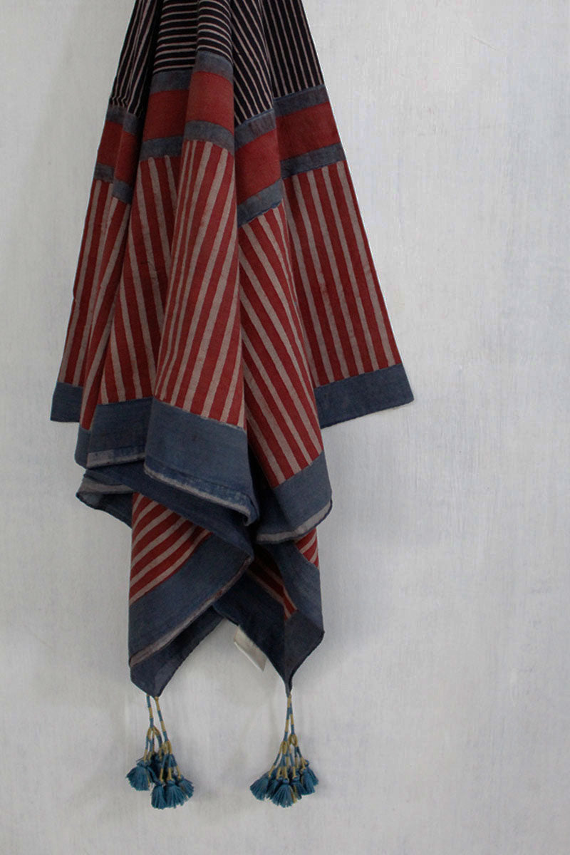 Cotton Scarf - Red Stripes
