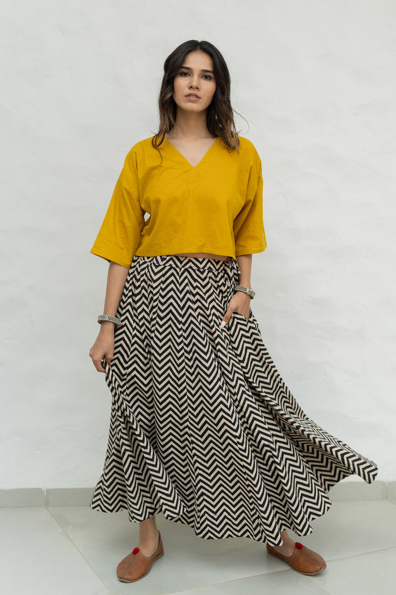 Set of 2 - Flared Skirt & Crop Top Chevrons