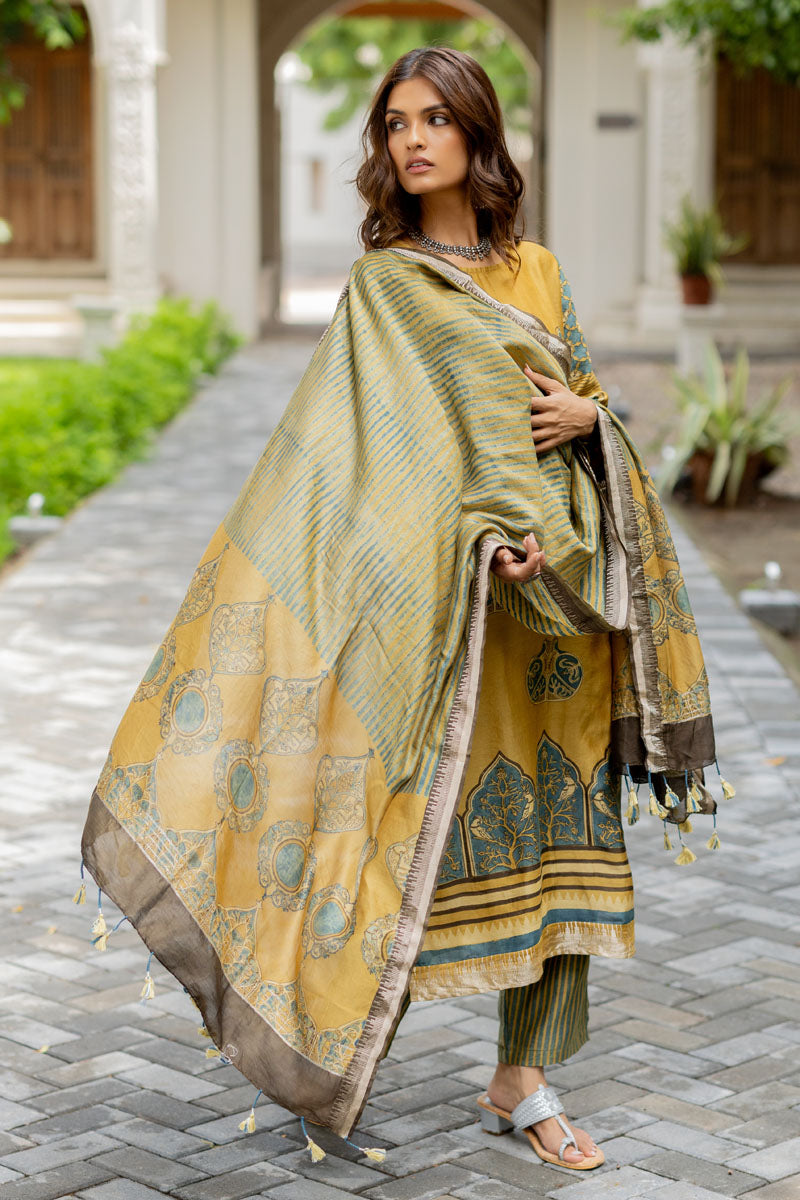Chanderi Silk Kurta Set of 3 - Ruman Bagh 04