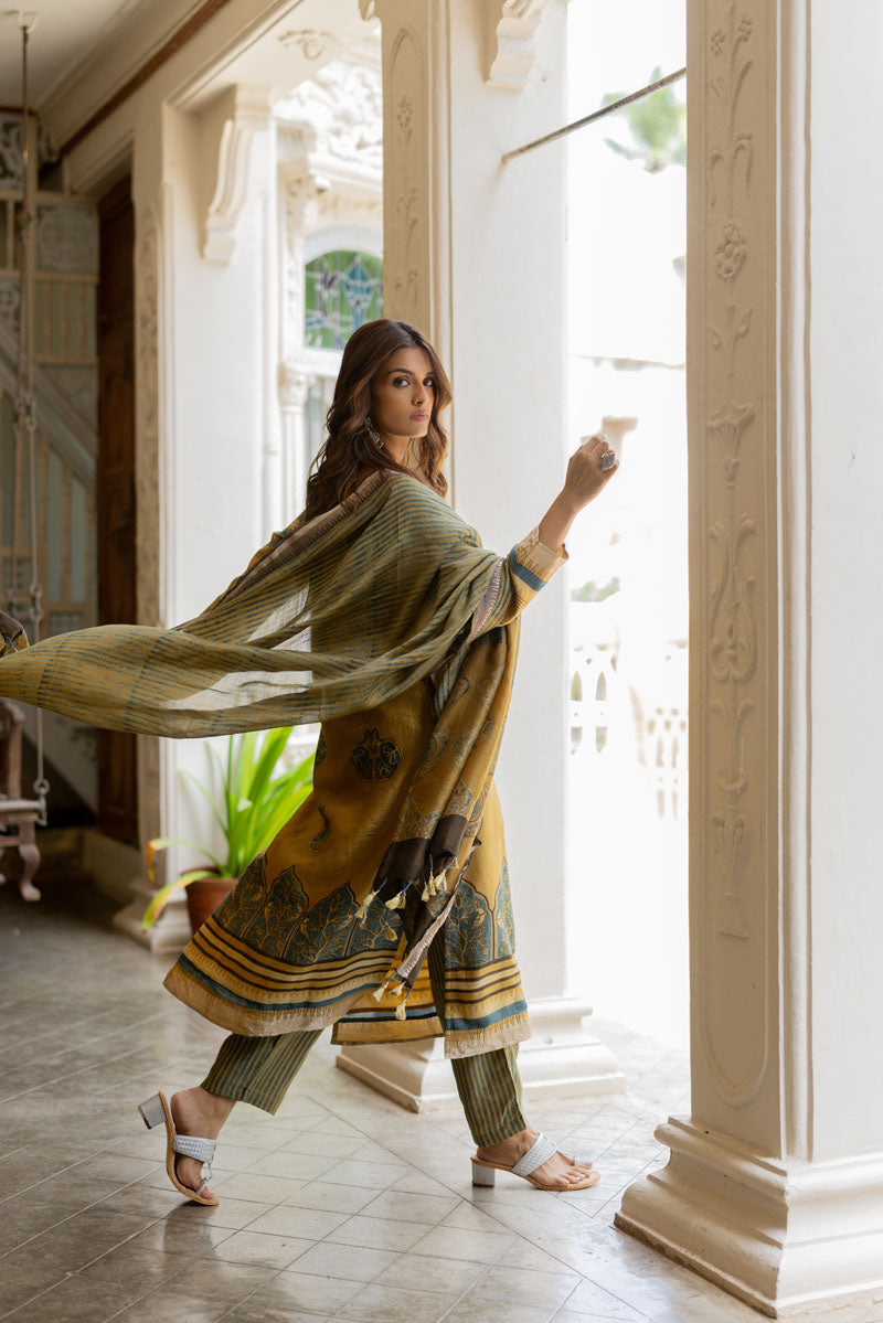 Chanderi Silk Kurta Set of 3 - Ruman Bagh 04