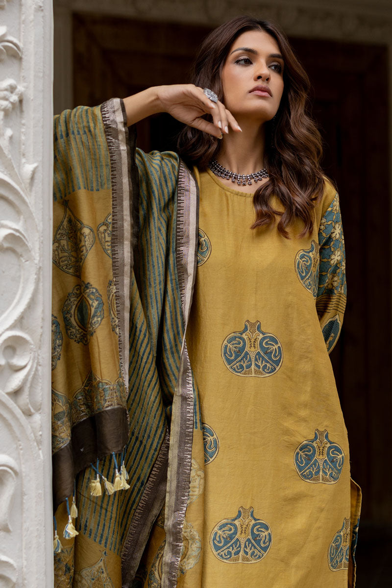 Chanderi Silk Kurta Set of 3 - Ruman Bagh 04