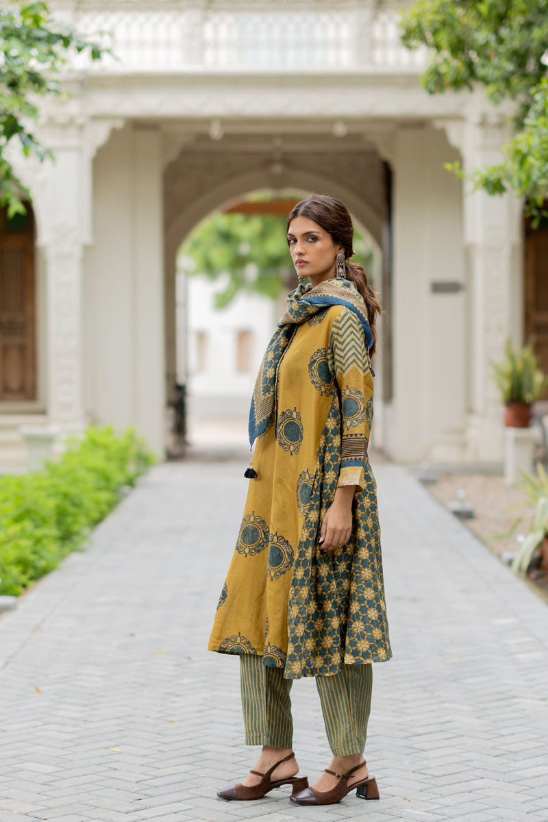 Chanderi Silk Kurta Set of 3 - Ruman Bagh 01