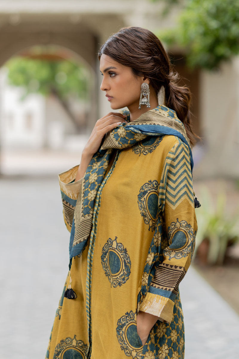 Chanderi Silk Kurta Set of 3 - Ruman Bagh 01