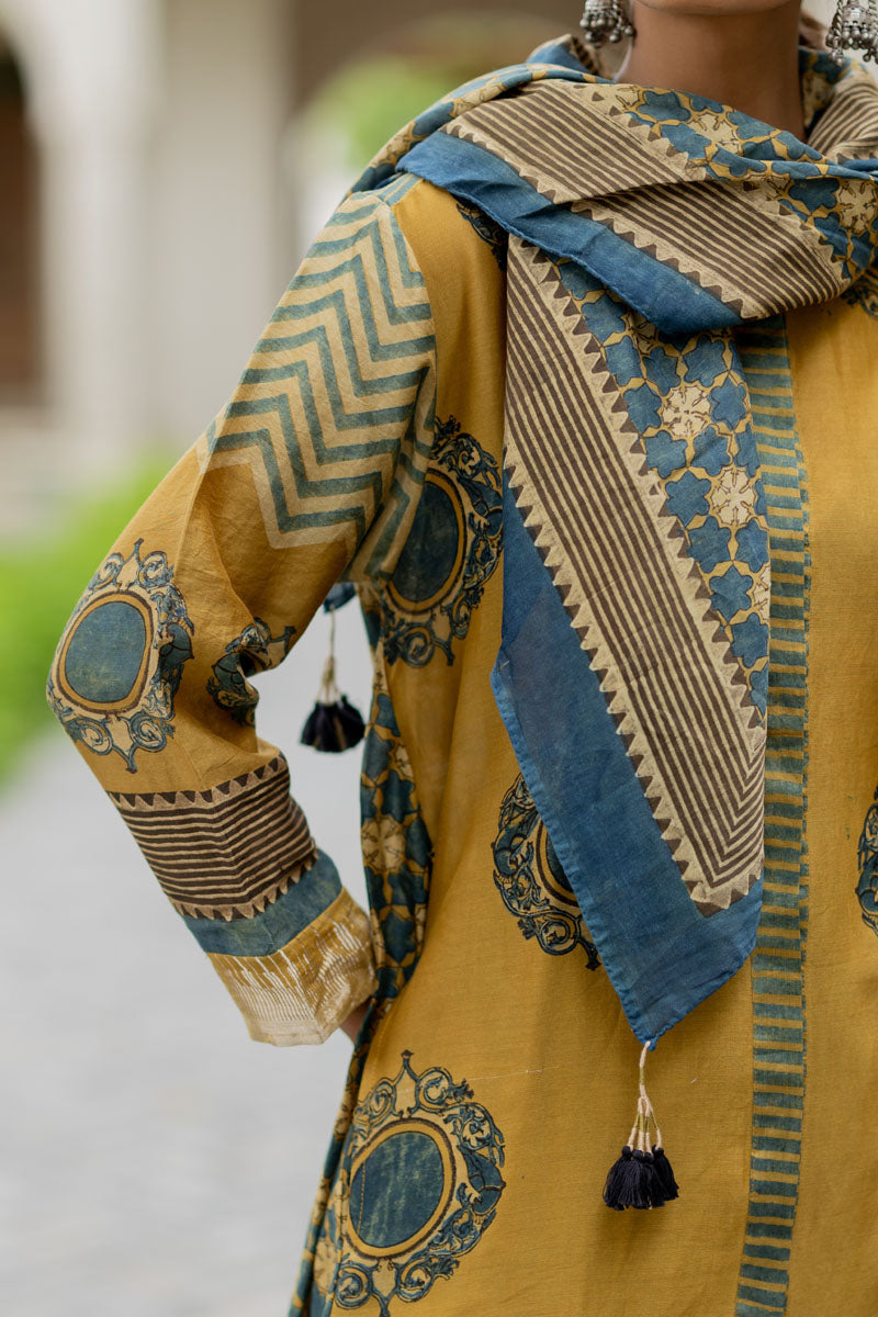 Chanderi Silk Kurta Set of 3 - Ruman Bagh 01
