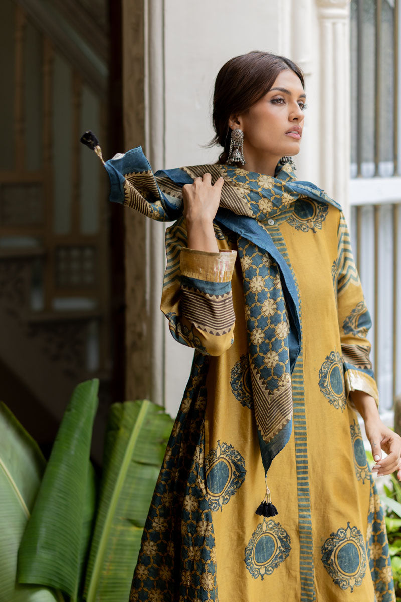 Chanderi Silk Kurta Set of 3 - Ruman Bagh 01
