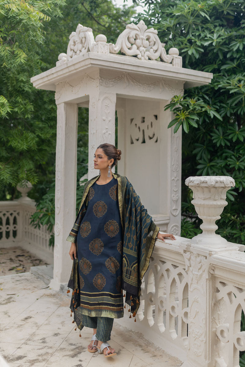 Chanderi Silk Kurta Set of 3 - Ruman Bagh 06
