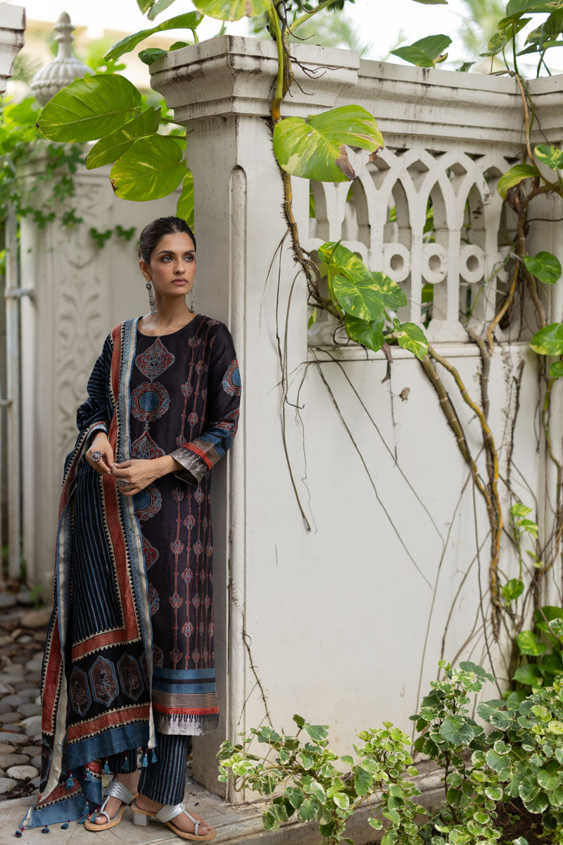 Chanderi Silk Kurta Set of 3 - Ruman Bagh 05