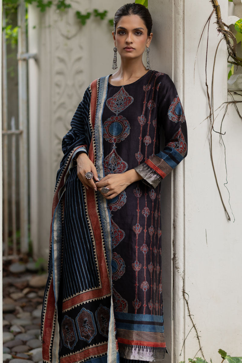 Chanderi Silk Kurta Set of 3 - Ruman Bagh 05