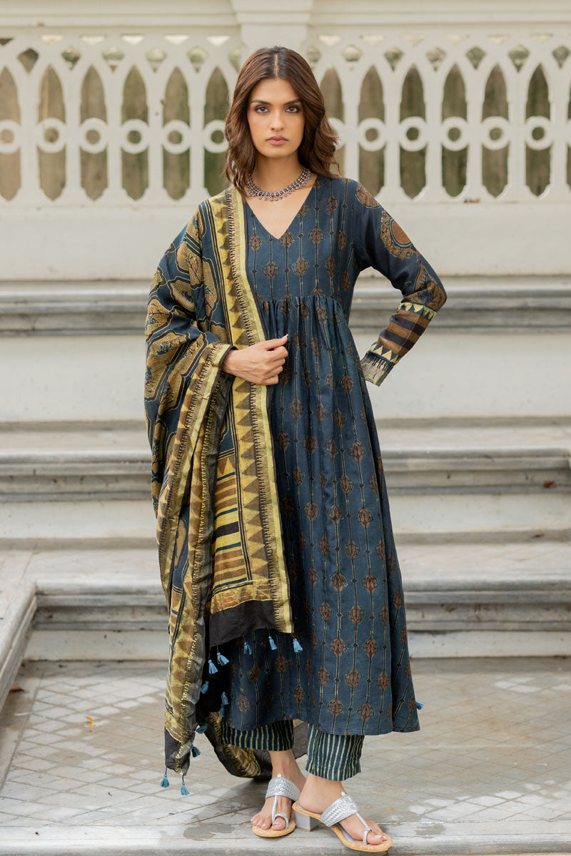 Chanderi Silk Kurta Set of 3 - Ruman Bagh 02