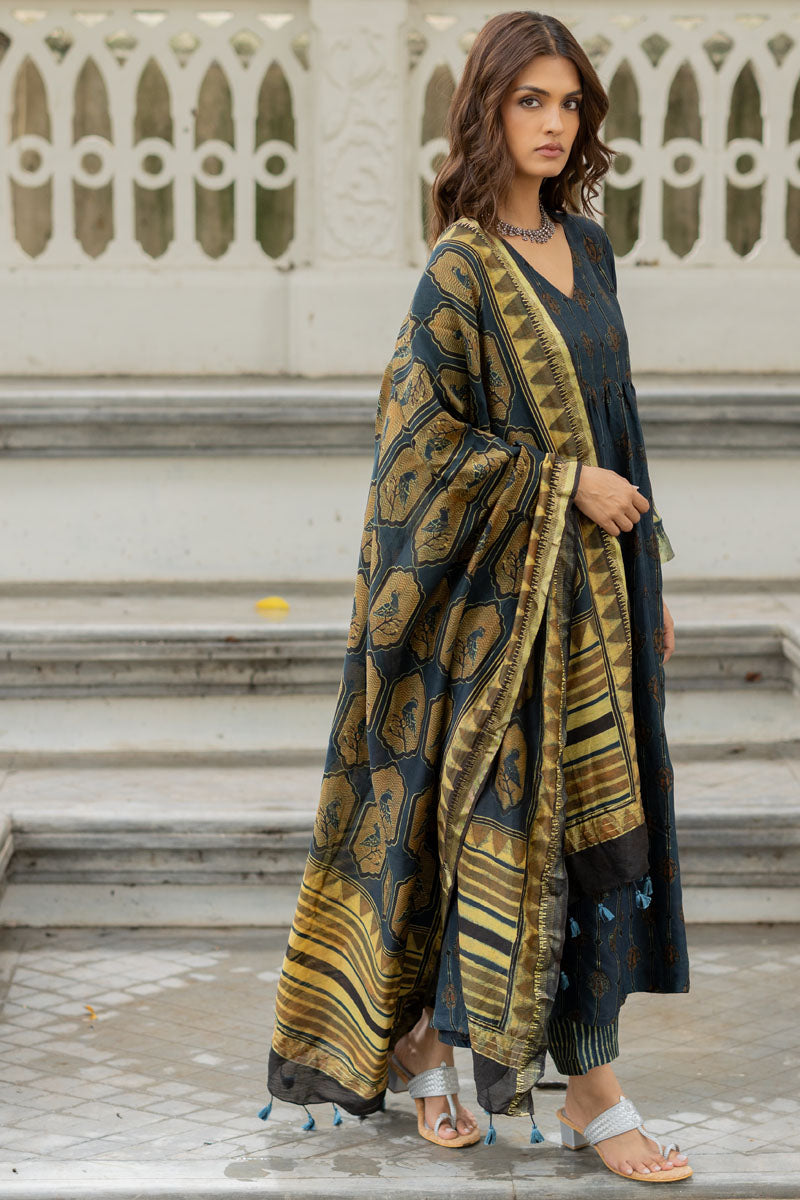Chanderi Silk Kurta Set of 3 - Ruman Bagh 02