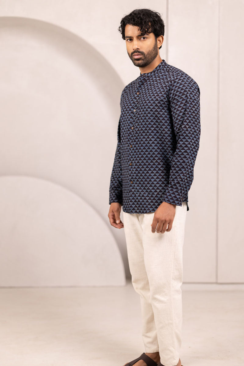 Mandarin Collar Full Sleeve Shirt - 01