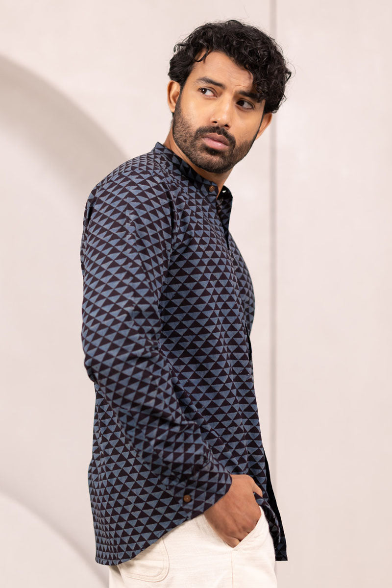 Mandarin Collar Full Sleeve Shirt - 01